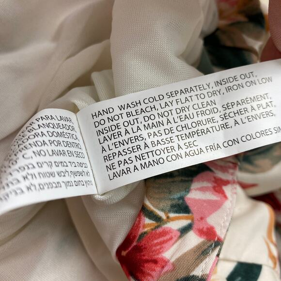 Dex Floral Hawaiian Print Midi Skirt Women XL Cream Red Ruffle Cottagecore Boho - Picture 8 of 11